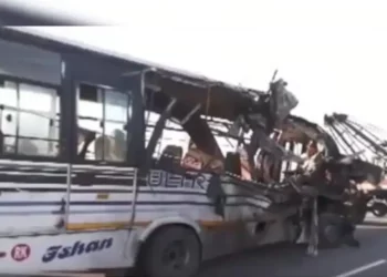 At least 12 people were killed in Golaghat, Assam, in a crash involving a bus and a truck.