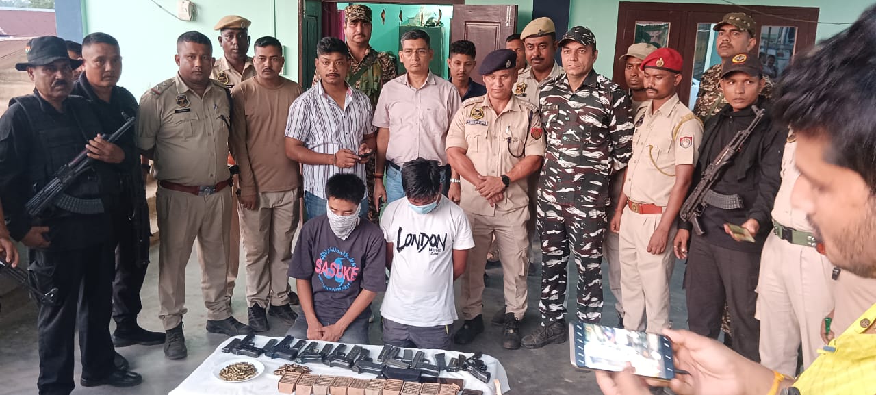 A Major success for Karbi Anglong police : 8 pistols and 501 live bullets seized  on the Assam-Nagaland border
