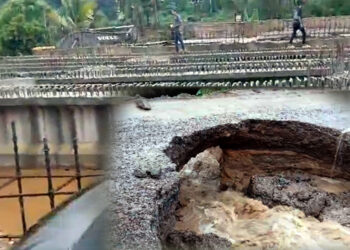 Heavy rains in Karbi Anglong I প্ৰবল বৰষুণৰ পানীয়ে  কাৰবি আংলঙৰ লংনিটৰ লাংপাৰপাঙত ফ’ৰ লেনৰ এছোৱা উটুৱাই নিয়ে