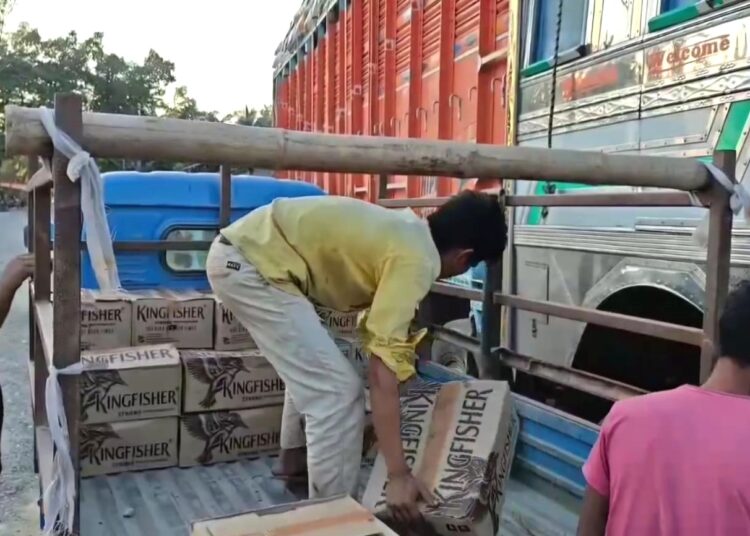 A large quantity of illegal Meghalaya liquor-filled truck was seized by Dokmoka police